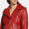 Biker Style Red Women's Leather Jacket