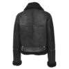 Women's Sheepskin Black Leather Aviator Jacket