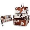 Leather White & Brown Cowhide Backpack