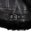 Womens Hooded Shearling Black Bomber Aviator Jacket