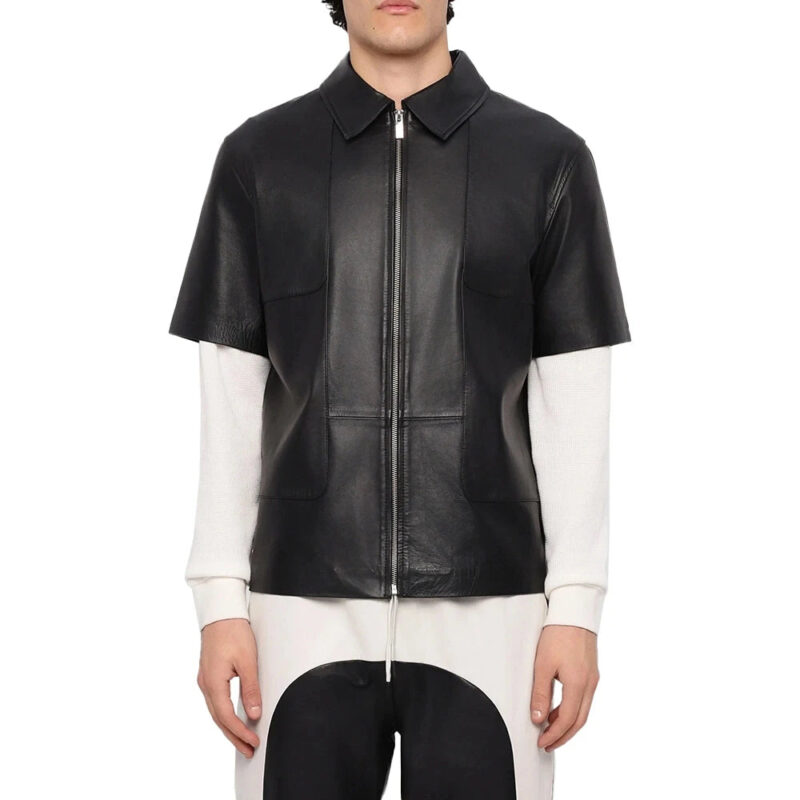 Lightweight Black Leather Mens Shirt