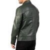 Mens' Green Shirt Collar Leather Biker Jacket