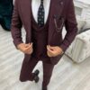 Slim Fit Notch Lapel Maroon Suit Men