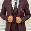 Slim Fit Notch Lapel Maroon Suit Men