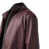 Mens Maroon Zip Up Hooded Jacket