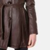Vintage Belted Style Womenâ€™s Brown Leather Coat