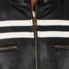 Black Cafe Racer White Striped Jacket Mens
