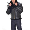 Men's Black Leather Shearling Jacket - Sherpa Winter Jacket