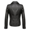 Real Lambskin Notch Lapel Ladies Black Leather Blazer - Back View