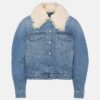 Womens Blue Denim Jacket With Fur Collar