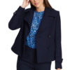 Womens Double Breasted Navy Blue Wool Blend Coat