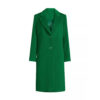 Women's Green Long Single Breasted Wool Coat
