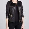 Slim Fit Black Womens Leather Motorcycle Jacket