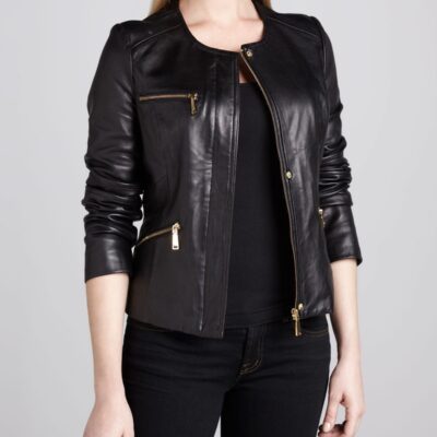 Slim Fit Black Womens Leather Motorcycle Jacket