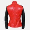 Womens Red And Black Leather Biker Jacket