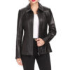 Womens Three Quarter Black Long Leather Coat