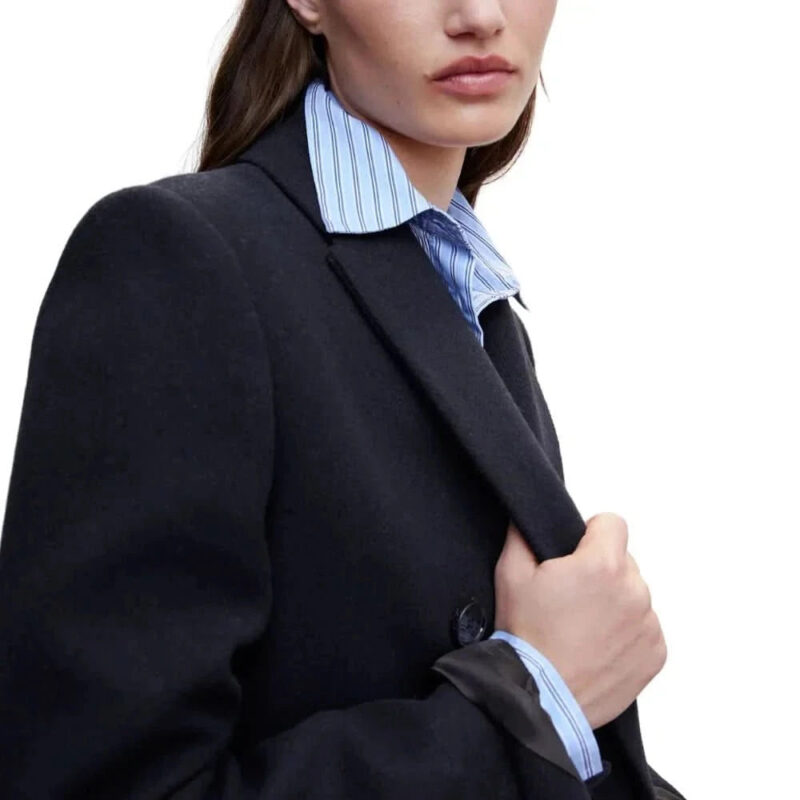 Womenâ€™s Navy Blue Long Wool Coat