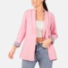 Women's Pink Wool Blazer With Pockets