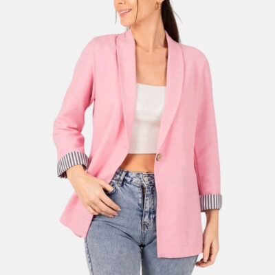 Women's Pink Wool Blazer With Pockets