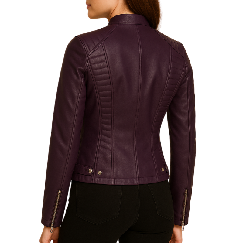 Women Slim Fit Biker Leather Jacket