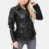 Women's Racer Quilted Leather Jacket