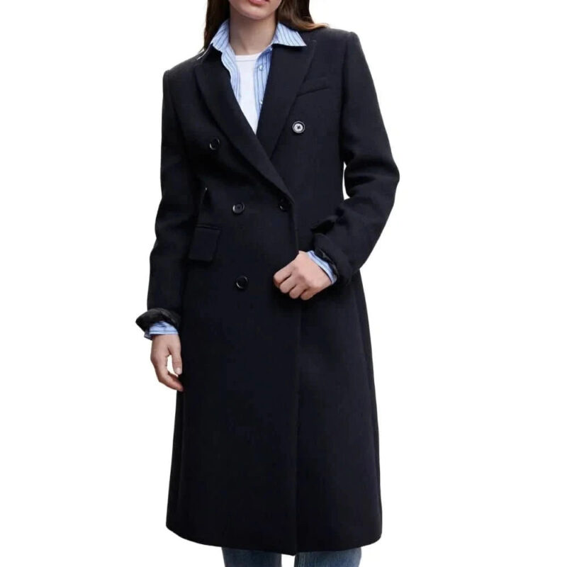 Womenâ€™s Navy Blue Long Wool Coat