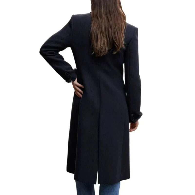 Womenâ€™s Navy Blue Long Wool Coat