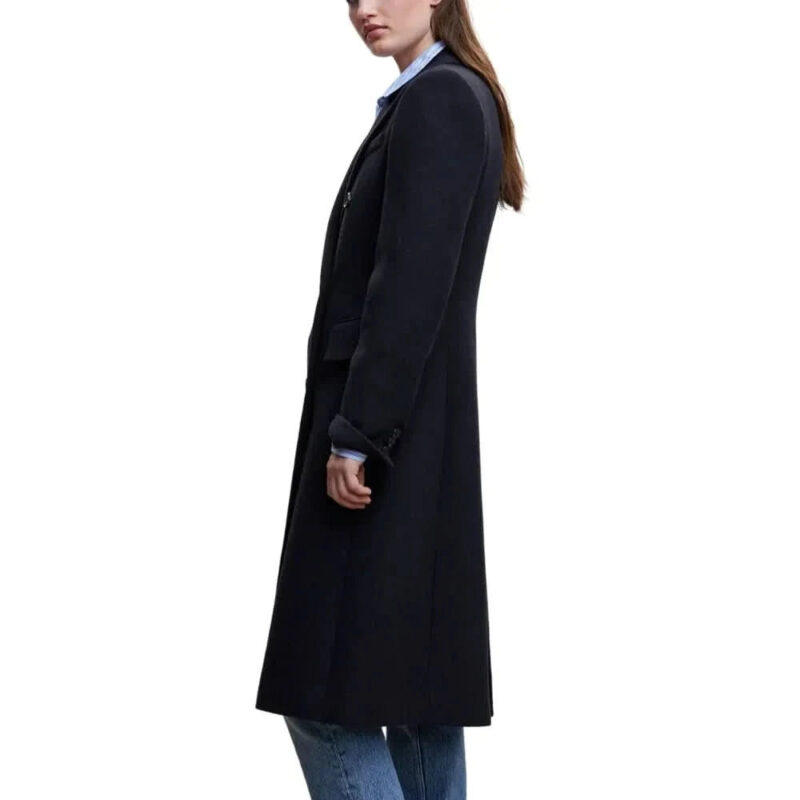 Womenâ€™s Navy Blue Long Wool Coat