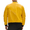 Mens Real Lambskin Yellow Leather Bomber Jacket