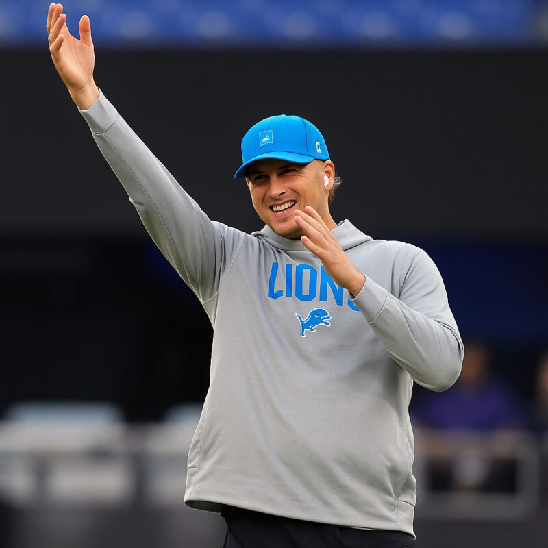 DetroitLions Jared Goff Grey Hoodie