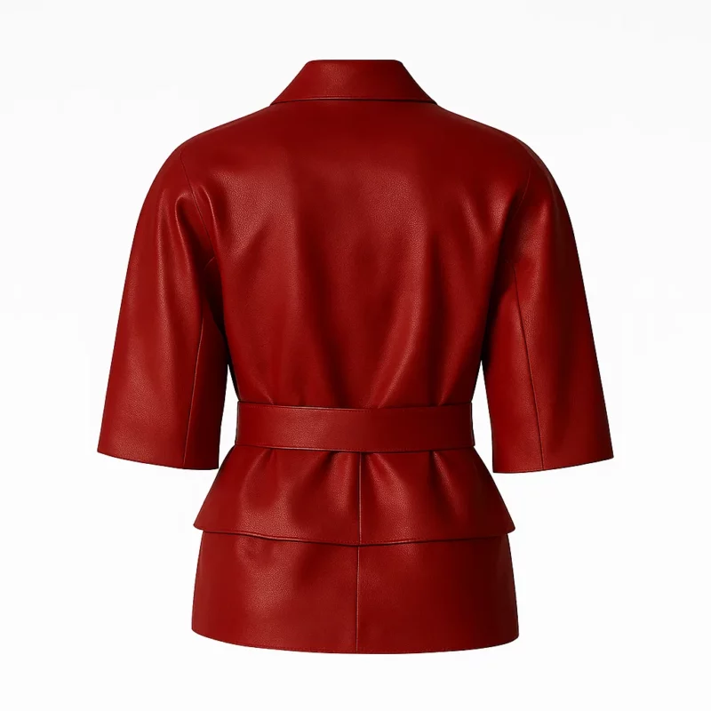 Elena Matei Robin Hood 2025 Red Leather Jacket