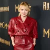 Elena Matei Robin Hood Premiere 2025 Red Leather Jacket