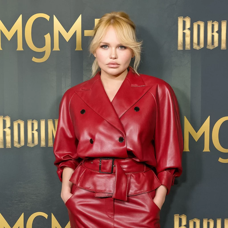 Elena Robin Hood Premiere 2025 Red Leather Jacket