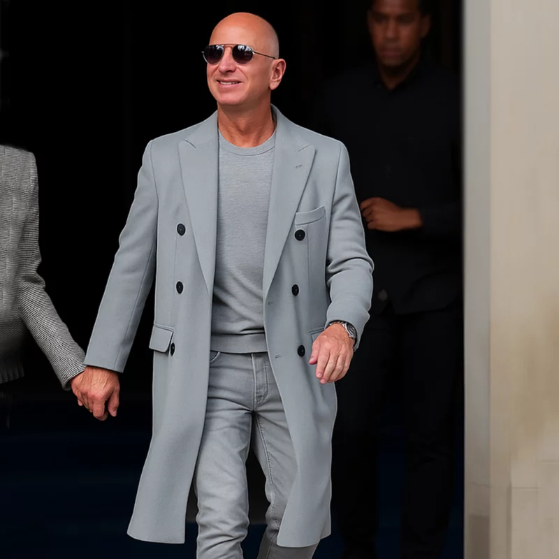 JeffBezos Paris Fashion Week 2025 Grey Coat