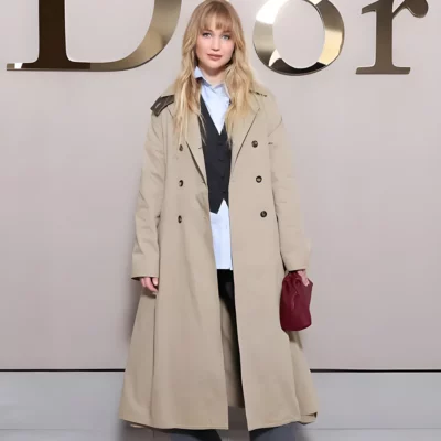 Jennifer Lawrence Paris Fashion Week Coat