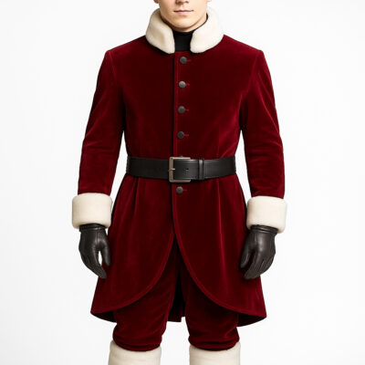 Menâ€™s Santa Claus Maroon Velvet Coat