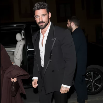Michele Morrone Fashion Show Black Suit