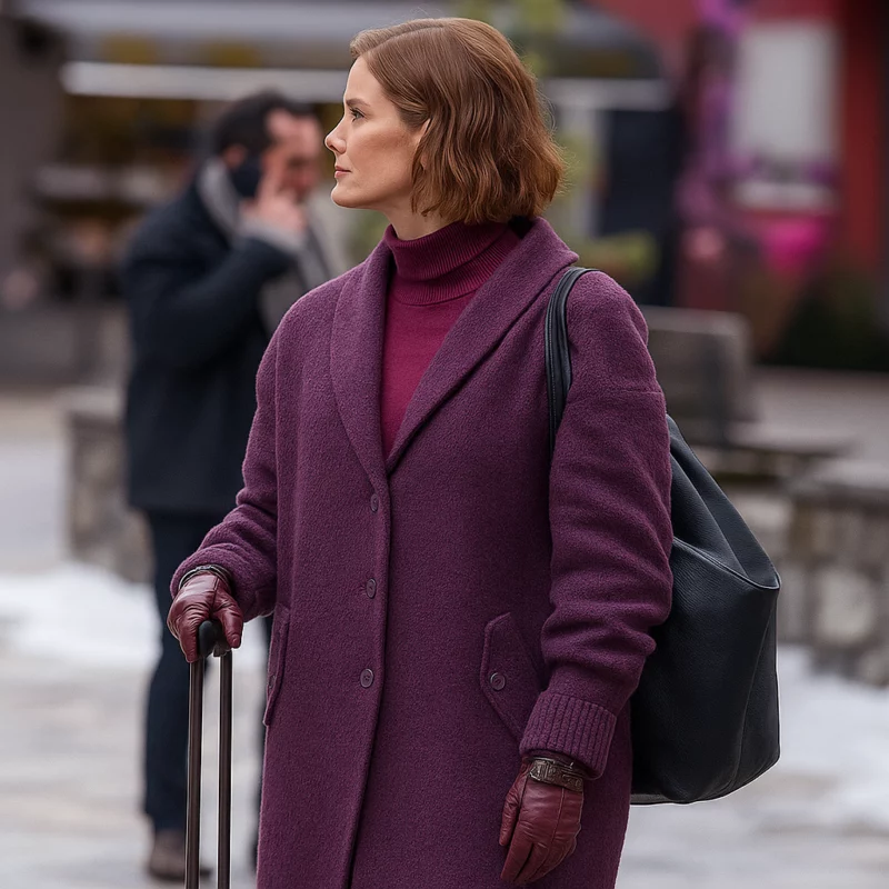 An Holiday Ashley Williams Purple Coat