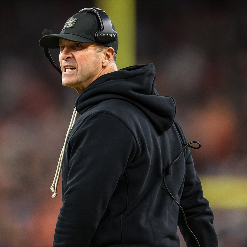Baltimore Ravens Sideline John Harbaugh black Hoodie