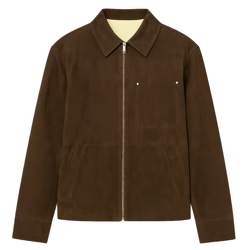 Die My Love Premiere 2025 Robert Pattinson Brown Suede Jacket