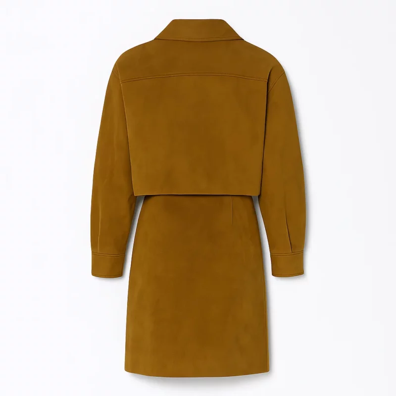 EmmaStone Bugonia Promotion SiriusXM Suede Jacket