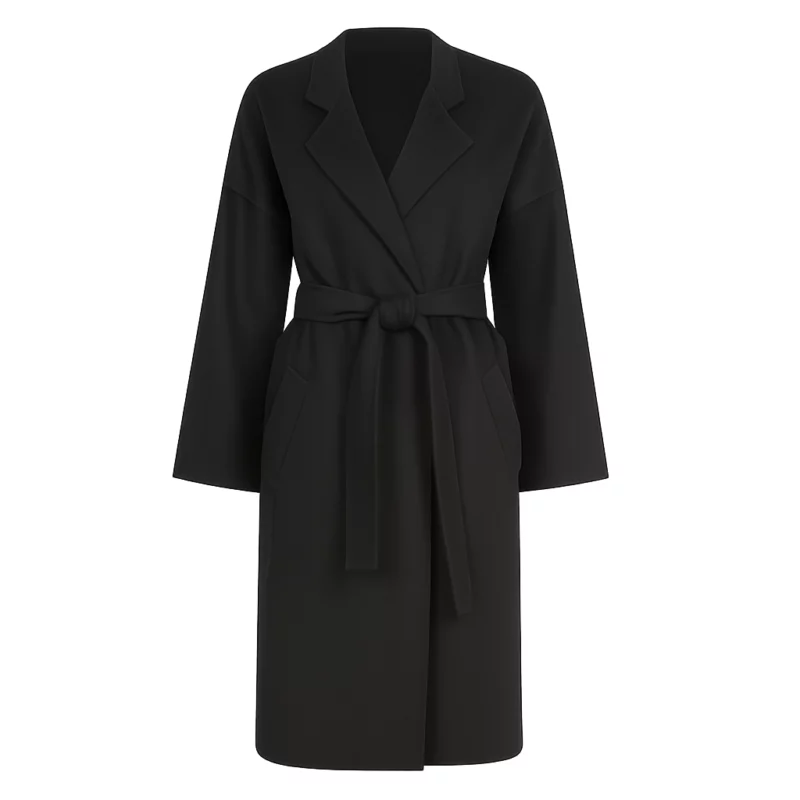Kendall Jenner NYC Black Wrap Coat