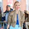 Leslie Bibb Brown Cropped Leather Jacket