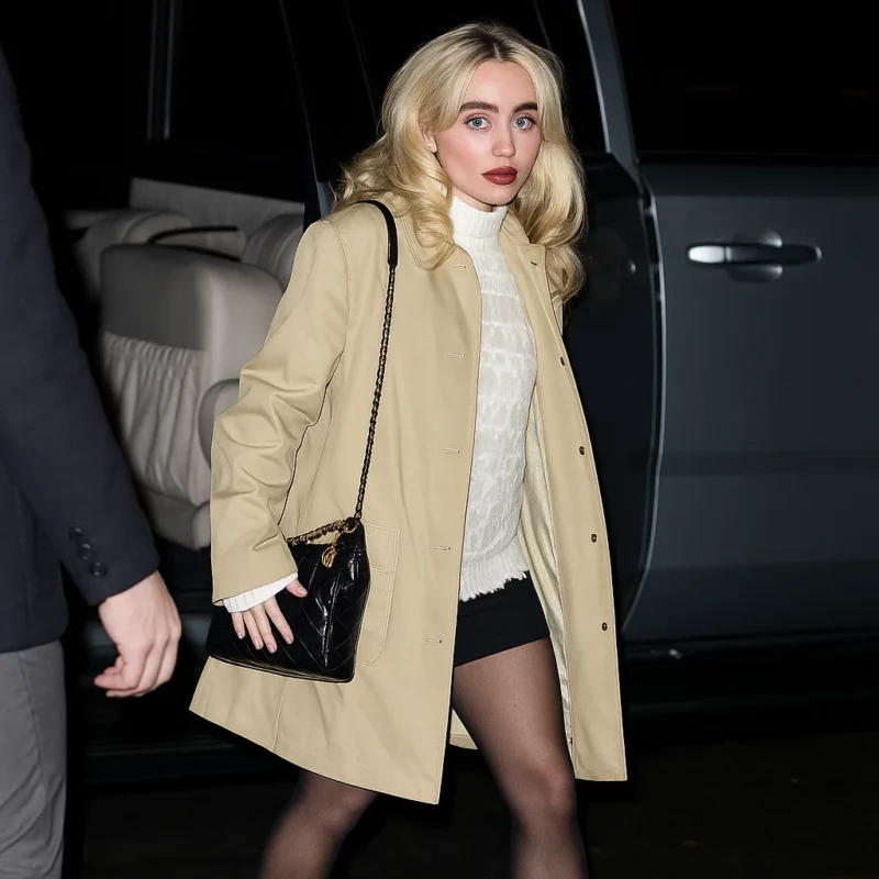 NYC Sabrina Carpenter Grammy Nominations beige Coat