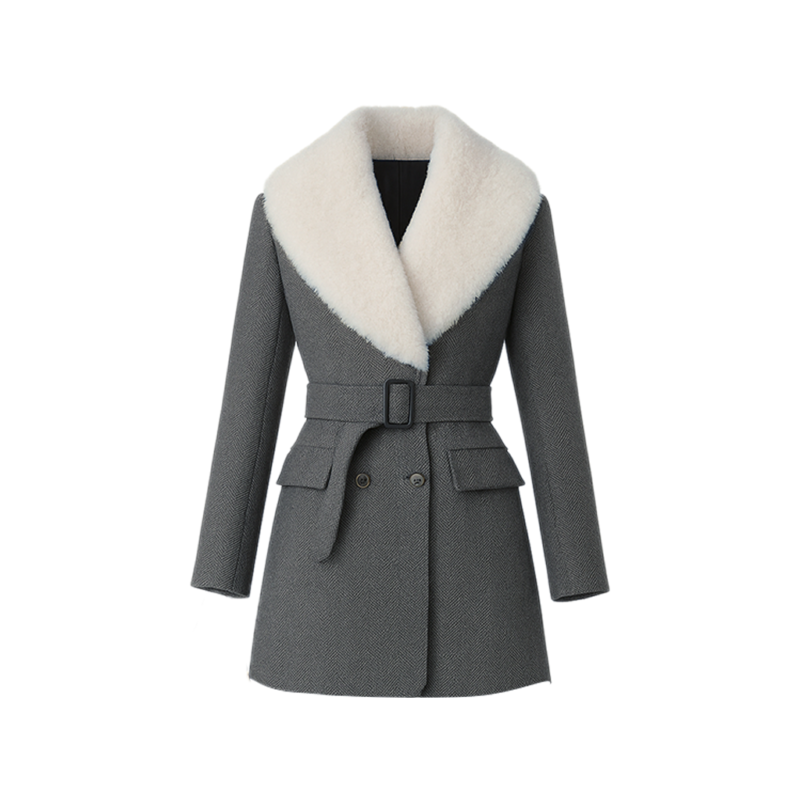 NYC Sydney Sweeney Grey Coat Front