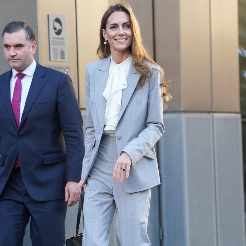 Salesforce Tower Kate Middleton 2025 grey Suit