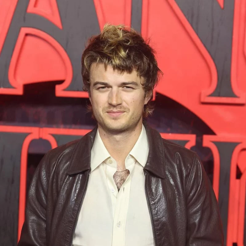 2Stranger Things S05 UK Screening Joe Keery Brown Leather Jacket