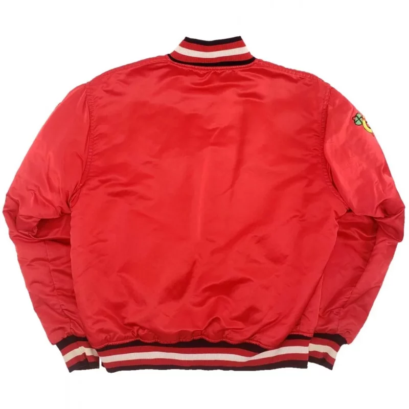 80â€™s Chicago Blackhawks Bomber Satin Jacket