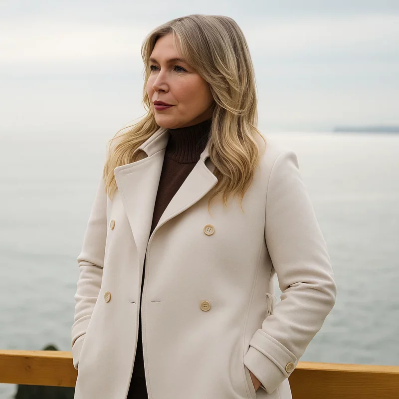 Amanda Lyddon Hudson and Rex S08 Lauren Vandenbrook White Wool Coat