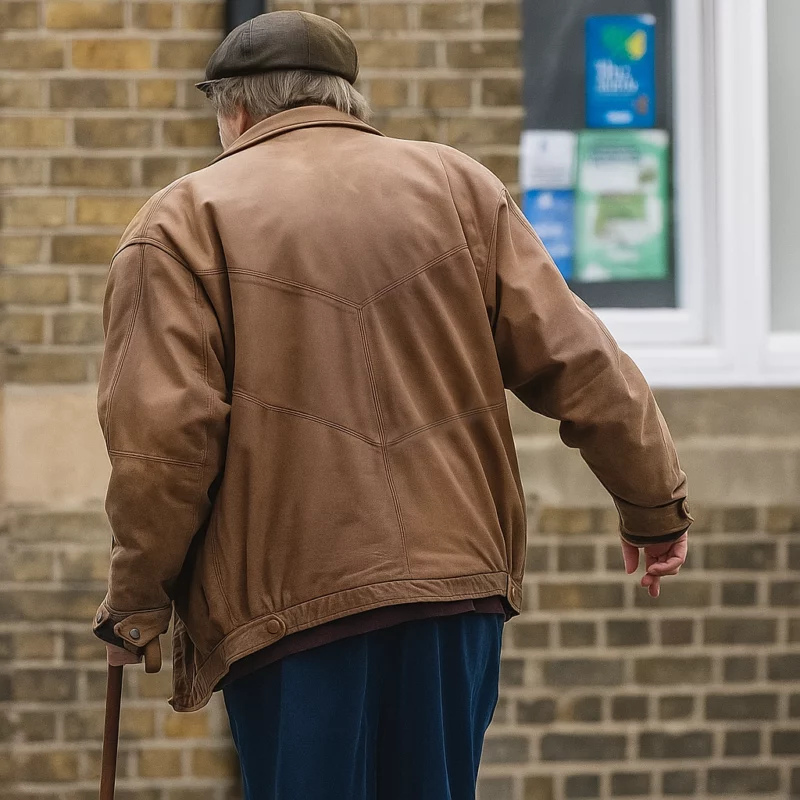 Bernie Goodbye June 2025 Timothy Spall Brown Leather Jacket